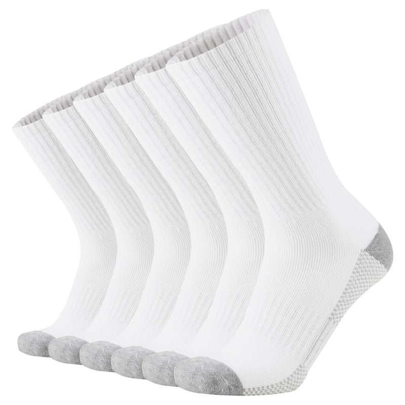 ONKE Max Full Cushion Crew Socks for Men Heavy Duty Work Boot Steel Toe Workout Athletic Thick Warm Moisture Wicking Control(White L) - Image 1